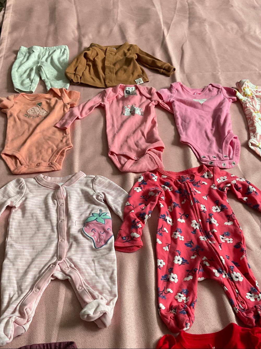 Baby Girls Mixed Pink & Coral Long-Sleeve One-Piece Bodysuit Set